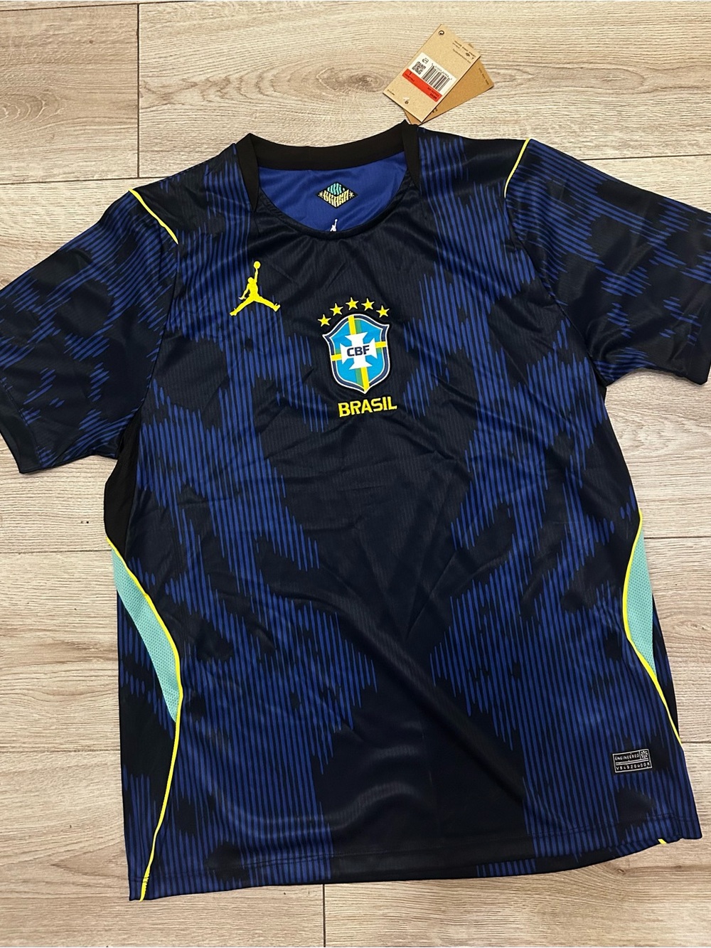 Jordan Kids' Brasil Training Jersey in Navy Blue with Yellow Accents